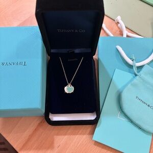 Tiffany & Co. Silver Necklace with Turquoise Heart Pendant